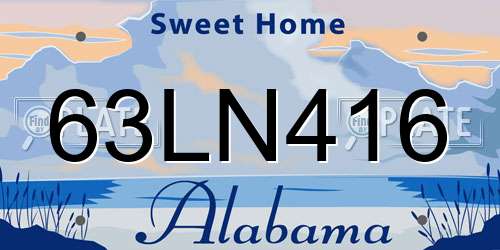 63LN416 Alabama License Plate