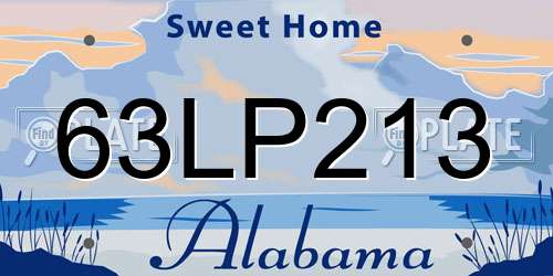 63LP213 Alabama License Plate
