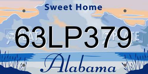63LP379 Alabama License Plate