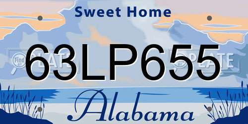 63LP655 Alabama License Plate
