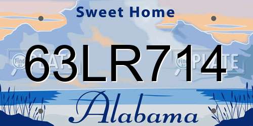 63LR714 Alabama License Plate