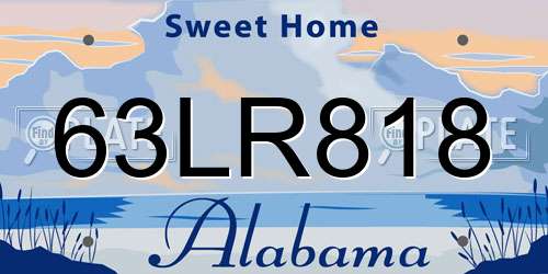 63LR818 Alabama License Plate