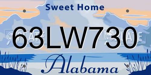 63LW730 Alabama License Plate