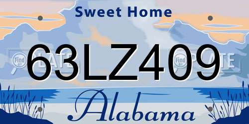 63LZ409 Alabama License Plate