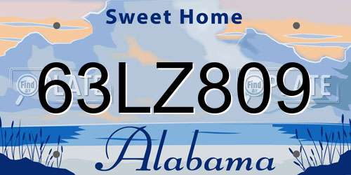 63LZ809 Alabama License Plate