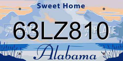 63LZ810 Alabama License Plate