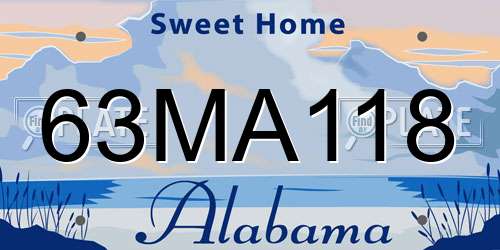 63MA118 Alabama License Plate