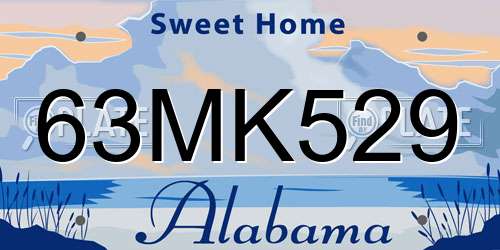 63MK529 Alabama License Plate