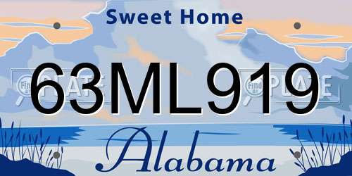 63ML919 Alabama License Plate
