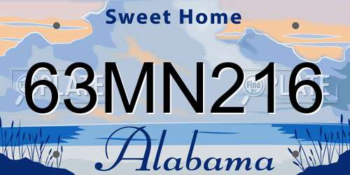 63MN216 Alabama License Plate