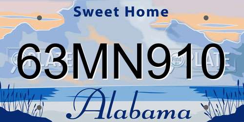 63MN910 Alabama License Plate