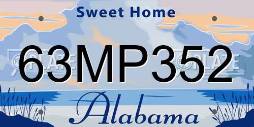 63MP352 Alabama License Plate