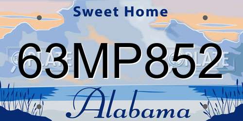 63MP852 Alabama License Plate
