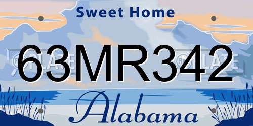 63MR342 Alabama License Plate