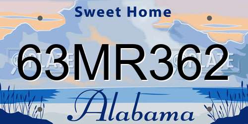63MR362 Alabama License Plate