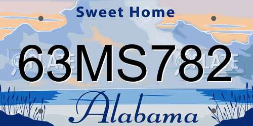63MS782 Alabama License Plate