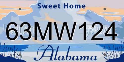 63MW124 Alabama License Plate