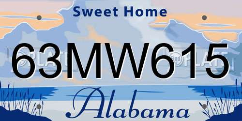 63MW615 Alabama License Plate
