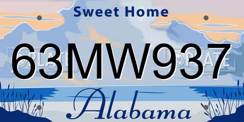 63MW937 Alabama License Plate