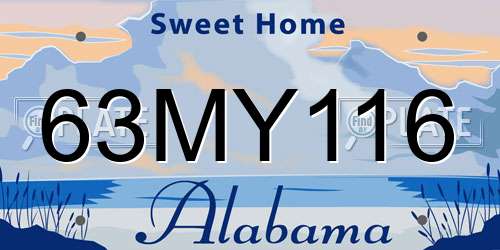 63MY116 Alabama License Plate