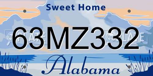 63MZ332 Alabama License Plate
