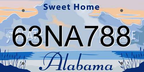 63NA788 Alabama License Plate