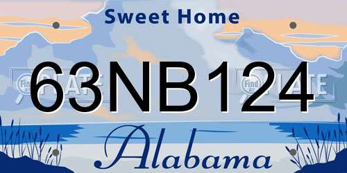 63NB124 Alabama License Plate