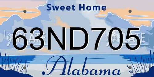 63ND705 Alabama License Plate