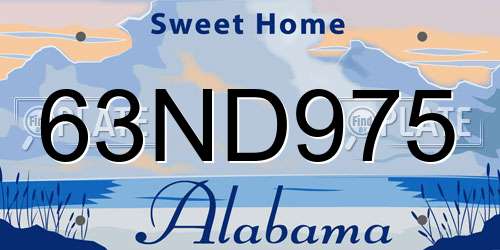 63ND975 Alabama License Plate