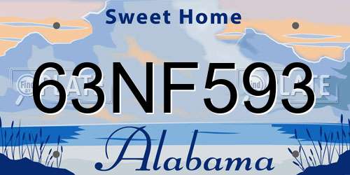 63NF593 Alabama License Plate