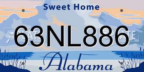 63NL886 Alabama License Plate