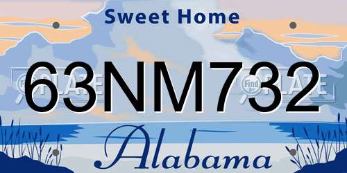 63NM732 Alabama License Plate