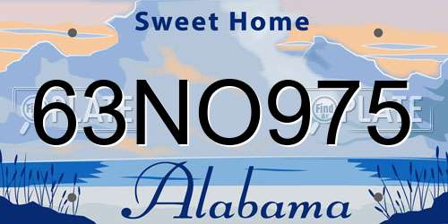 63NO975 Alabama License Plate