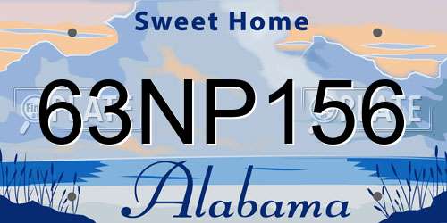 63NP156 Alabama License Plate