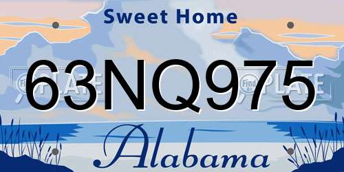 63NQ975 Alabama License Plate
