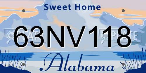 63NV118 Alabama License Plate