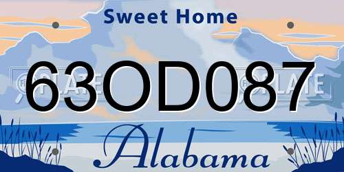 63OD087 Alabama License Plate
