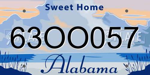 63OO057 Alabama License Plate