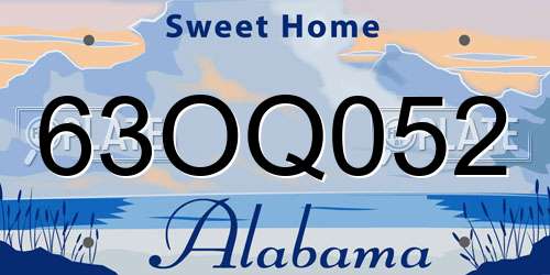 63OQ052 Alabama License Plate