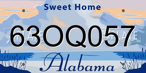 63OQ057 Alabama License Plate