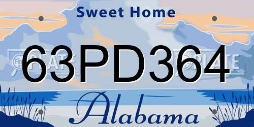 63PD364 Alabama License Plate