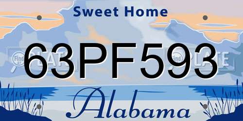 63PF593 Alabama License Plate