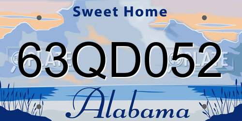 63QD052 Alabama License Plate