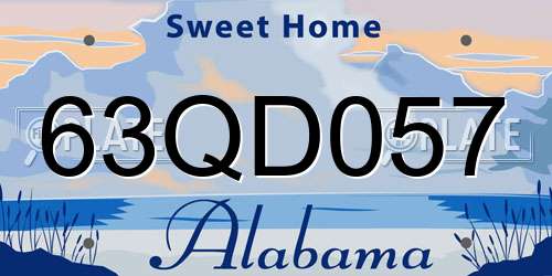 63QD057 Alabama License Plate