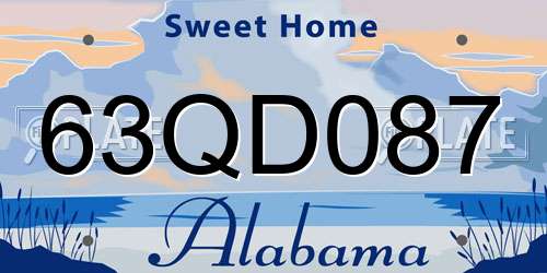 63QD087 Alabama License Plate