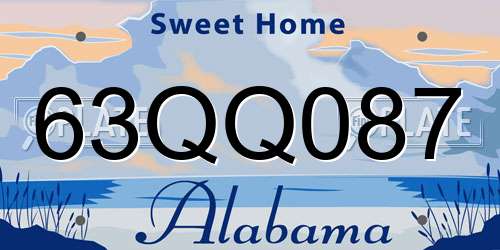 63QQ087 Alabama License Plate