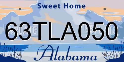 63TLA050 Alabama License Plate
