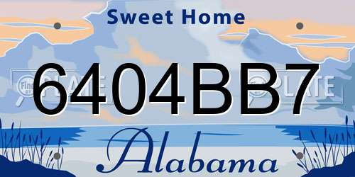 6404BB7 Alabama License Plate