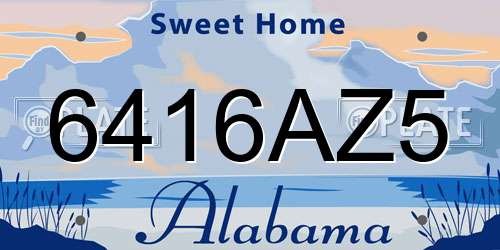 6416AZ5 Alabama License Plate