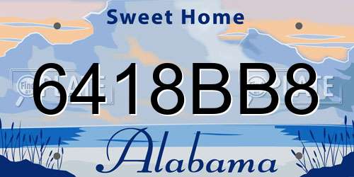 6418BB8 Alabama License Plate